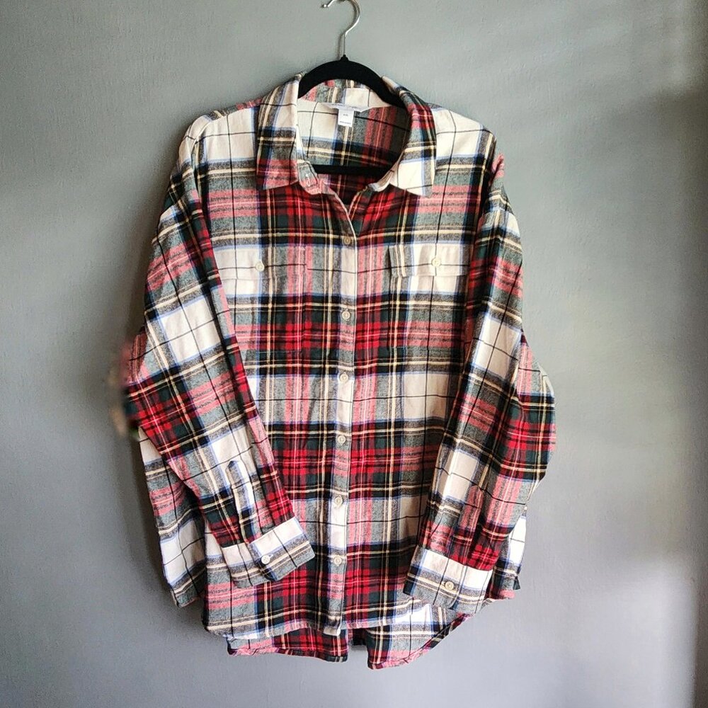 NWT XXL Boyfriend Button Down Plaid
